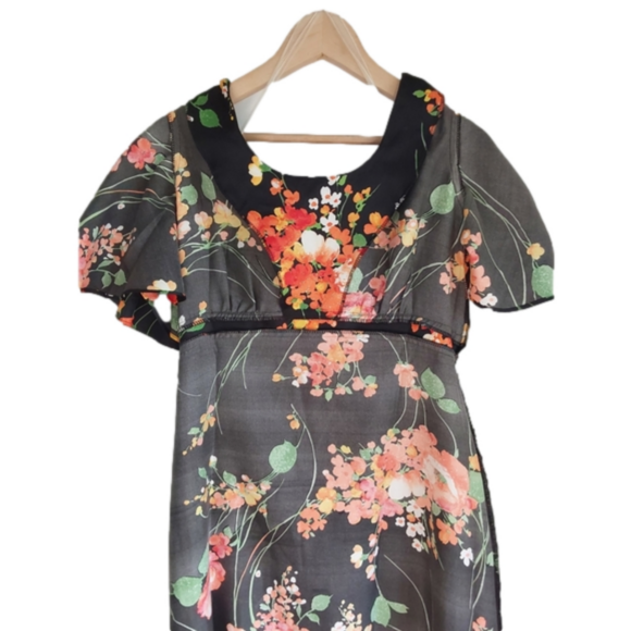 Vintage 60's/70's Tori Richard Honolulu Bright Floral Maxi Dress sz 14 - Picture 15 of 16